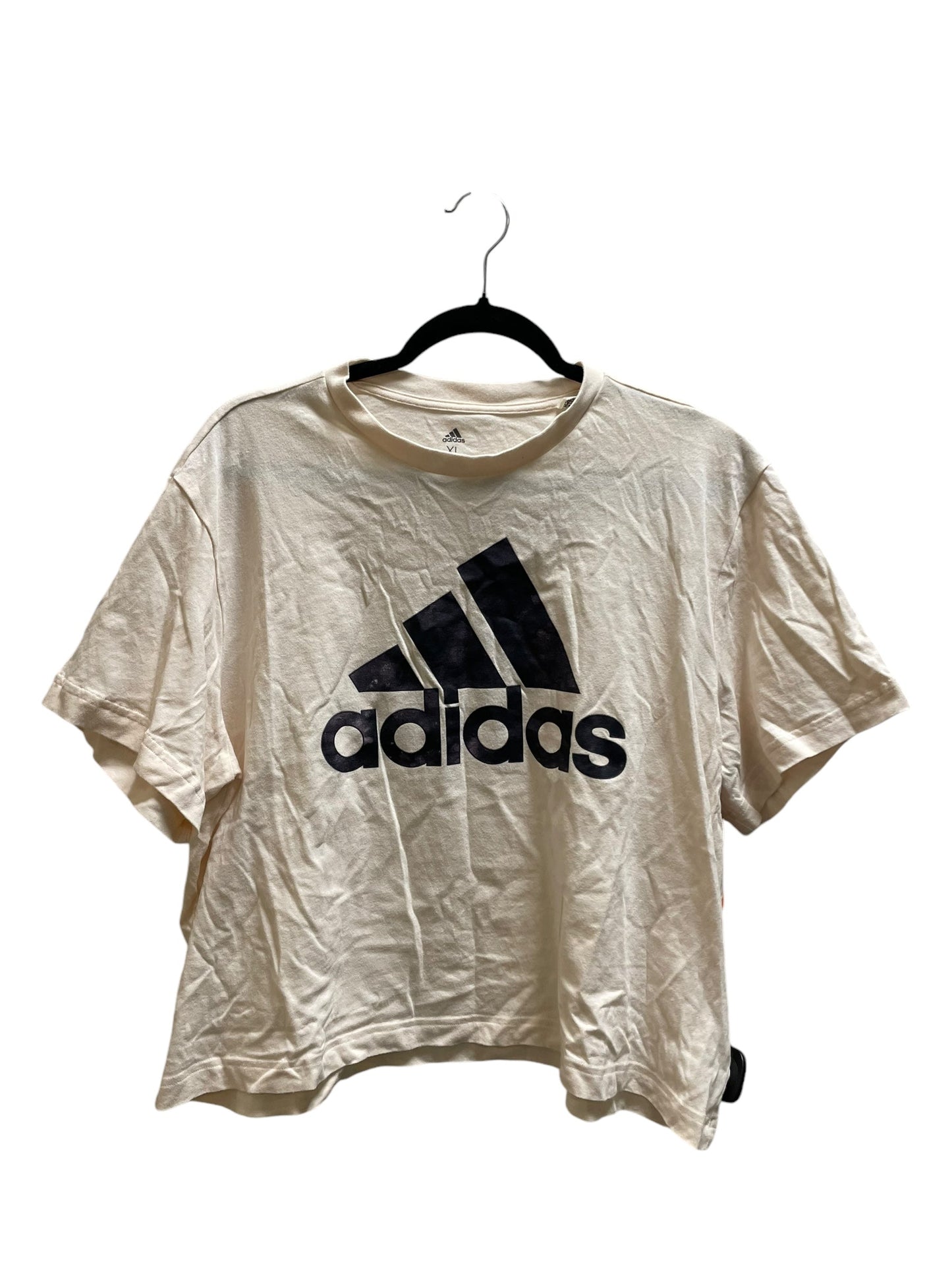 Athletic Top Short Sleeve By Adidas In Cream, Size: Xl