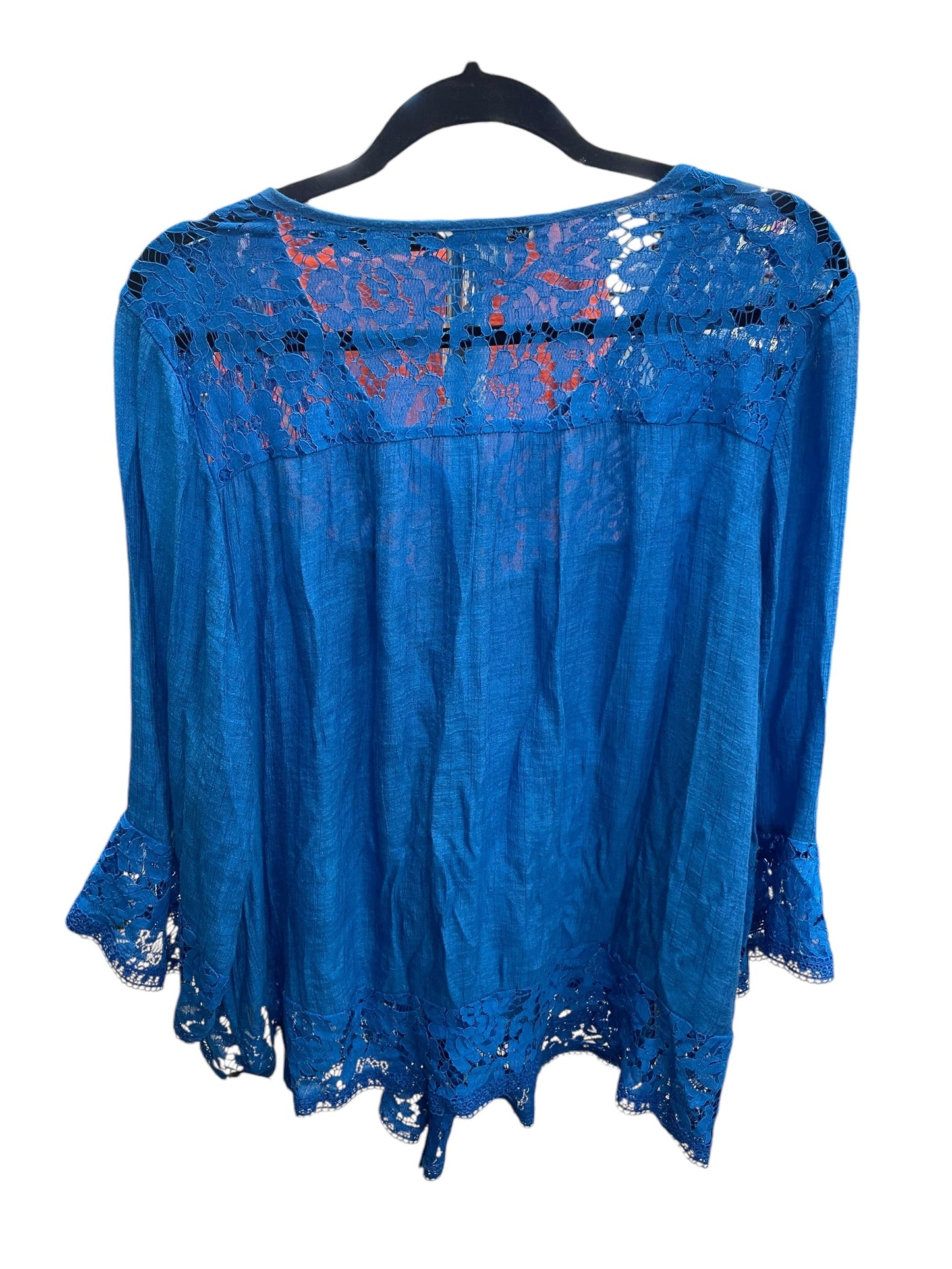 Top Long Sleeve By Zac And Rachel In Blue, Size: 2x