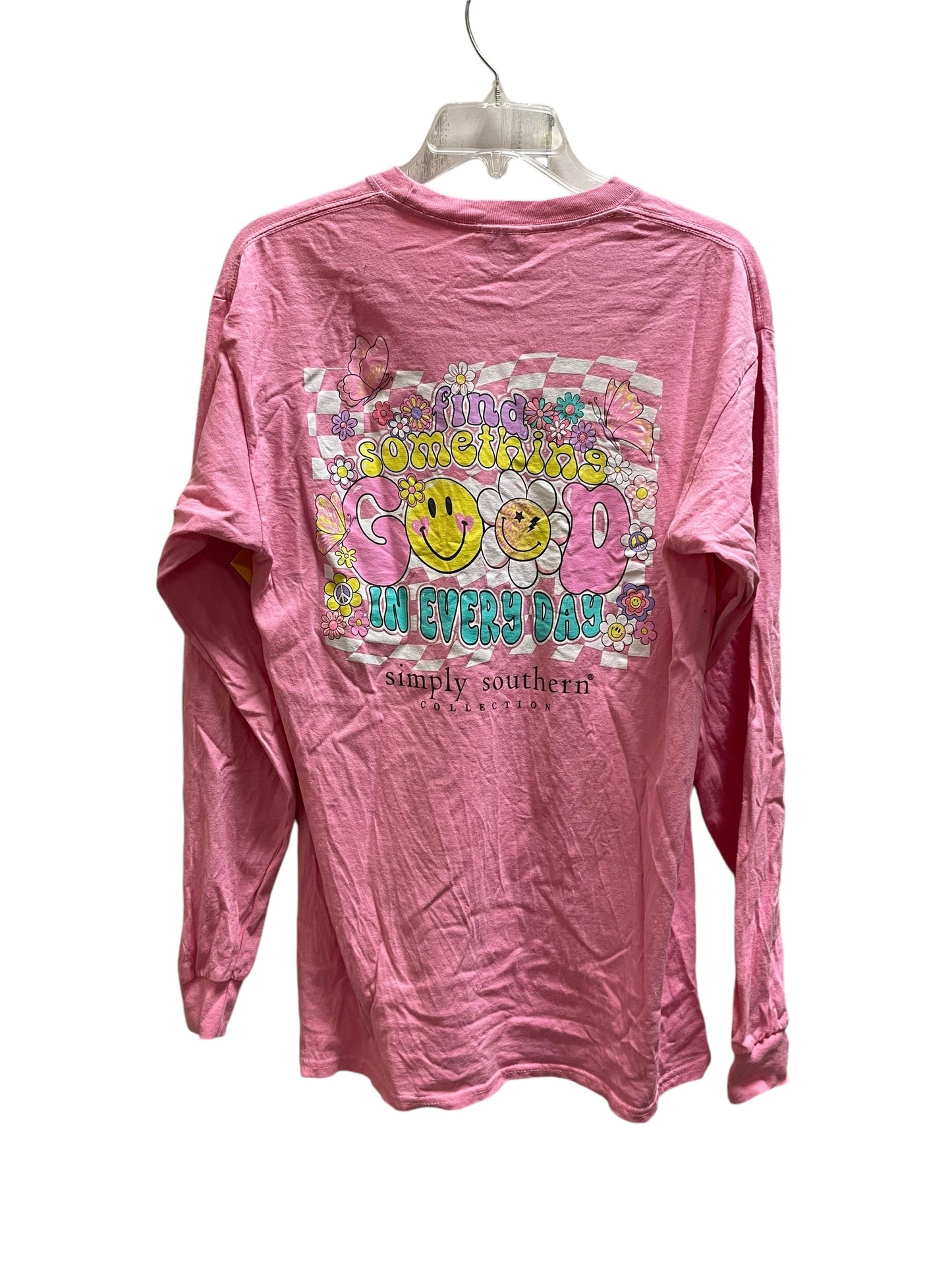 Top Long Sleeve By Simply Southern In Pink, Size: M