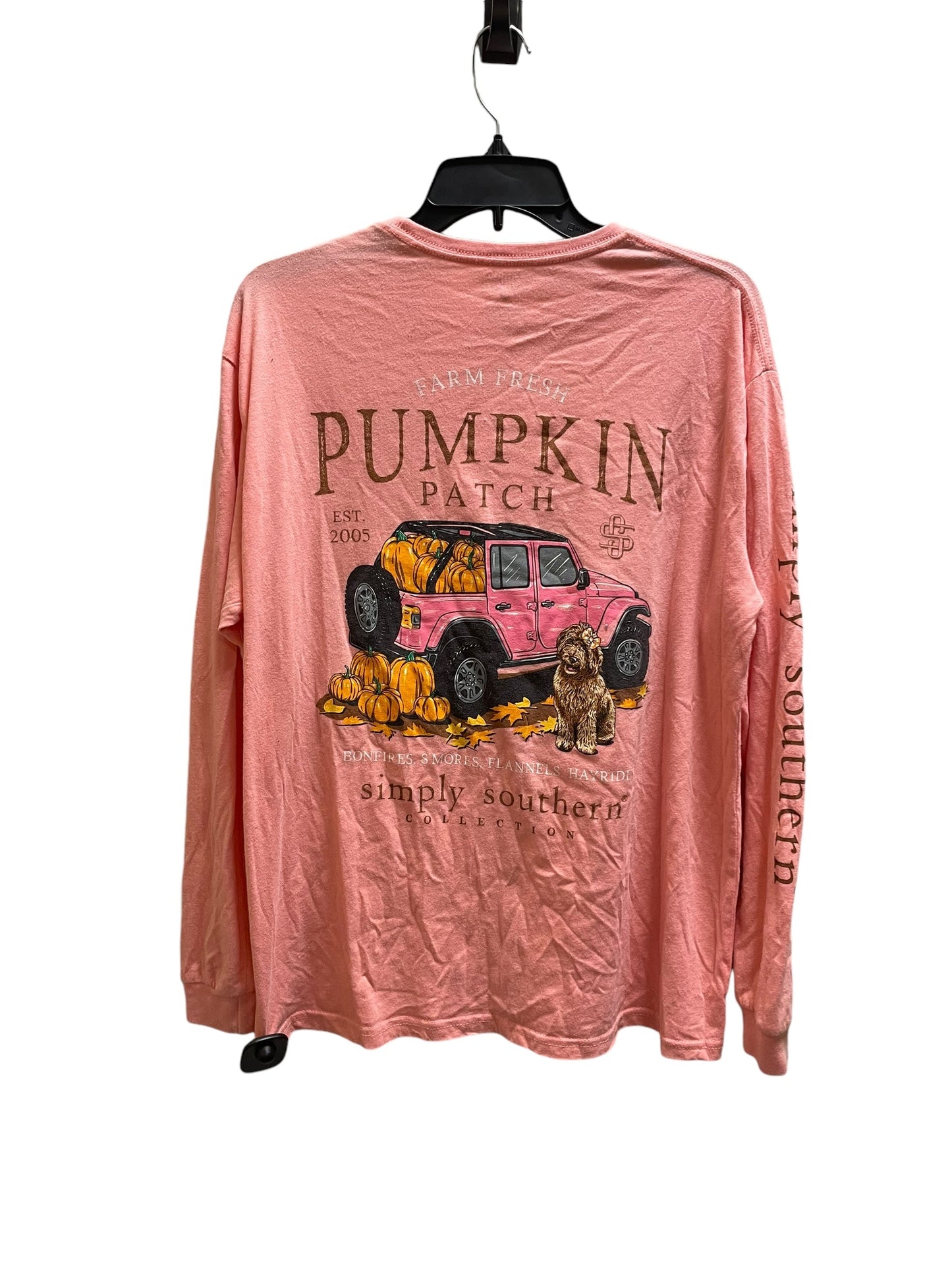 Top Long Sleeve By Simply Southern In Pink, Size: M