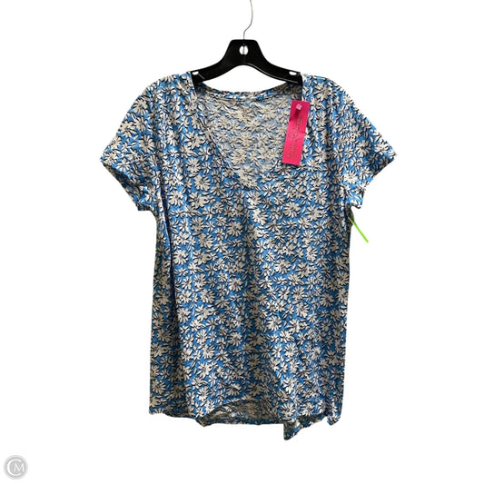 Top Short Sleeve Designer By Lilly Pulitzer In Blue, Size: L