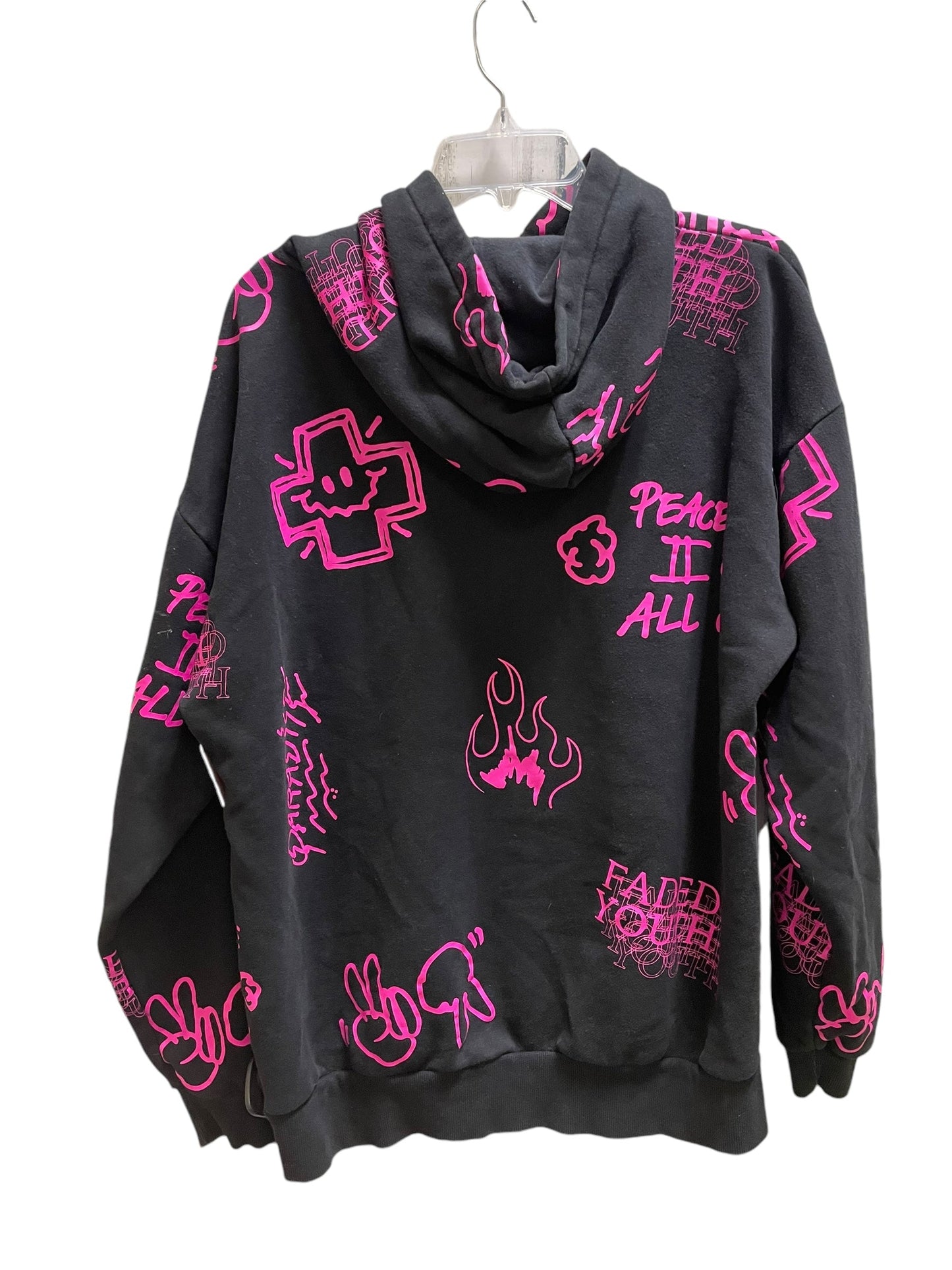 Sweatshirt Hoodie By Pacsun In Black & Pink, Size: L