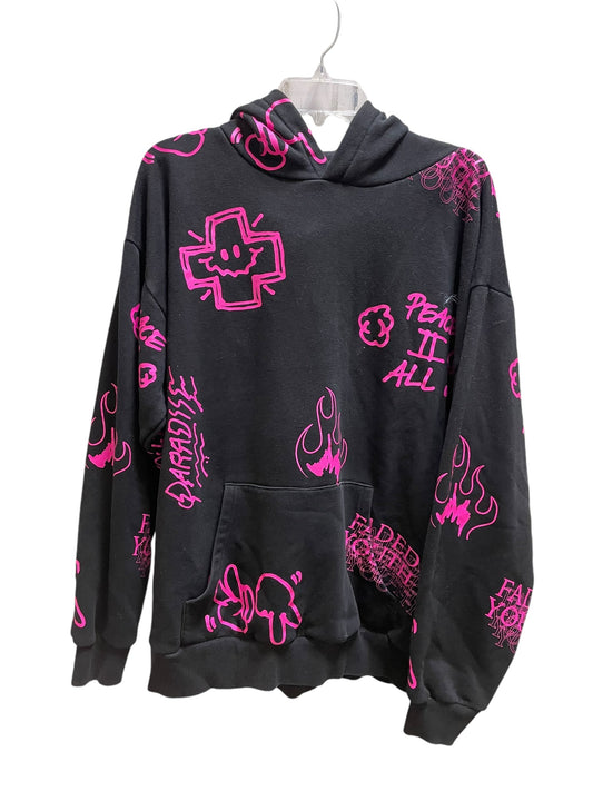 Sweatshirt Hoodie By Pacsun In Black & Pink, Size: L