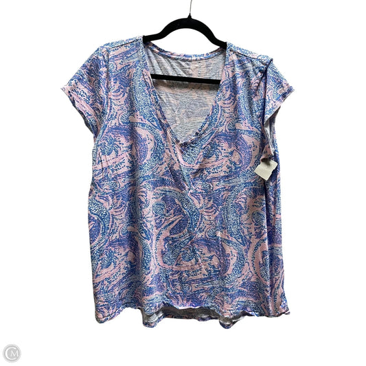 Top Short Sleeve Designer By Lilly Pulitzer In Blue, Size: Xl