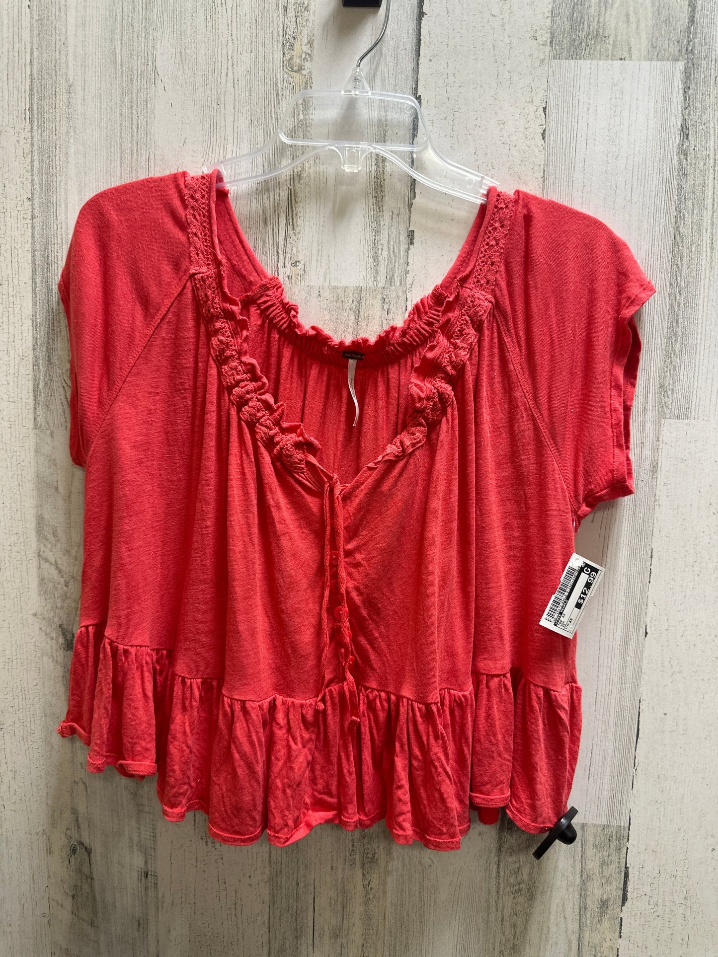 Red Top Short Sleeve Free People, Size Xs