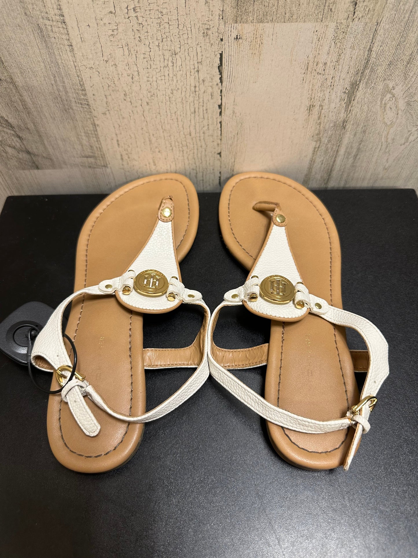 White Sandals Flats Tommy Hilfiger, Size 8.5