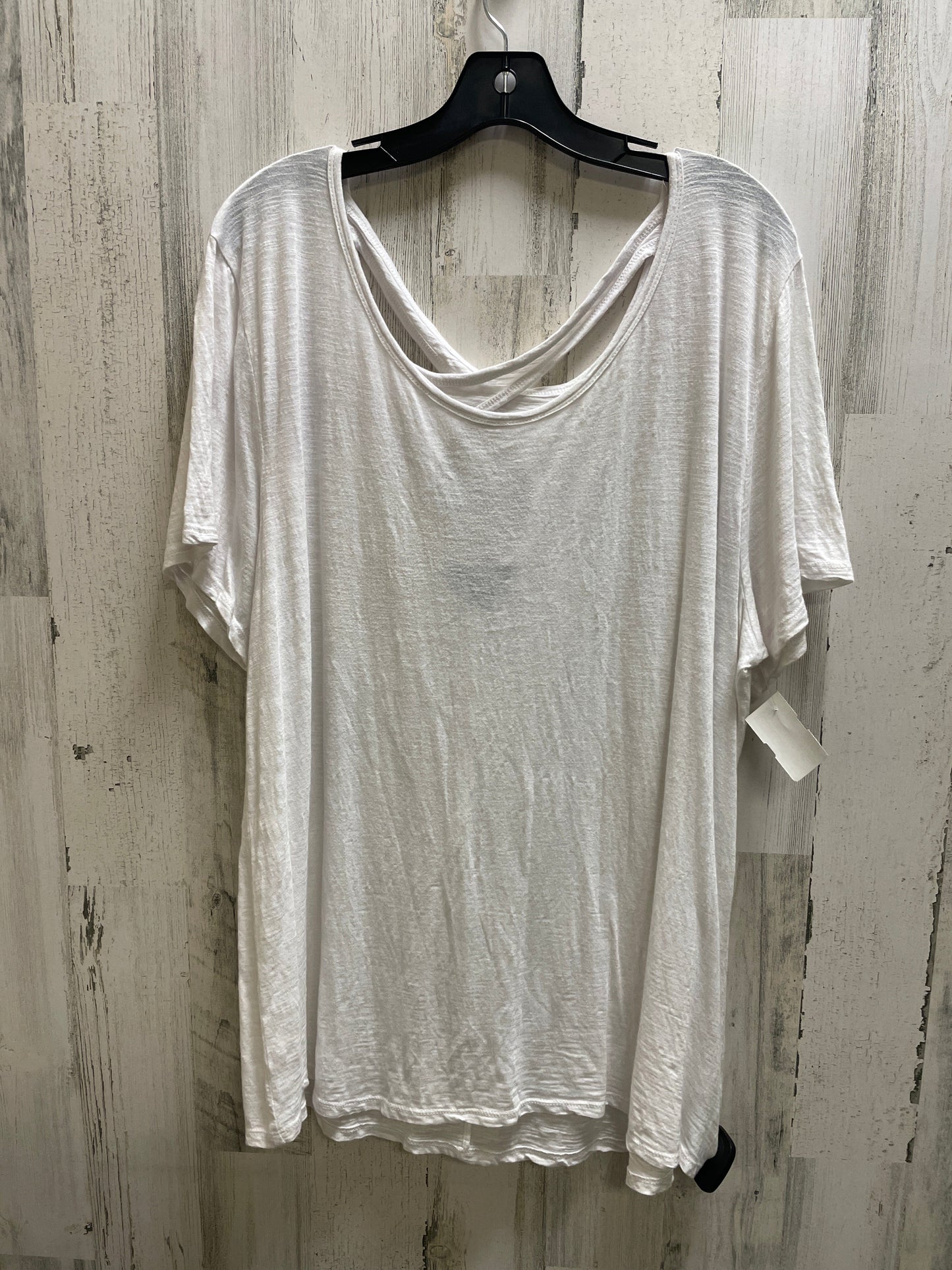 White Top Short Sleeve Basic Natural Reflections, Size 1x