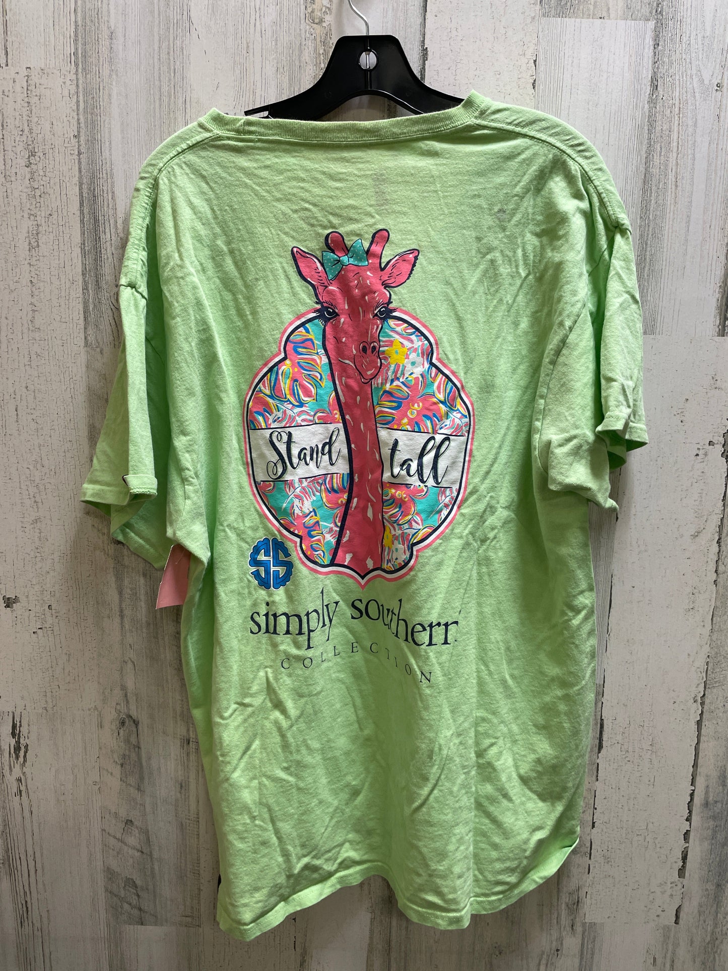 Green Top Short Sleeve Simply Southern, Size Xl