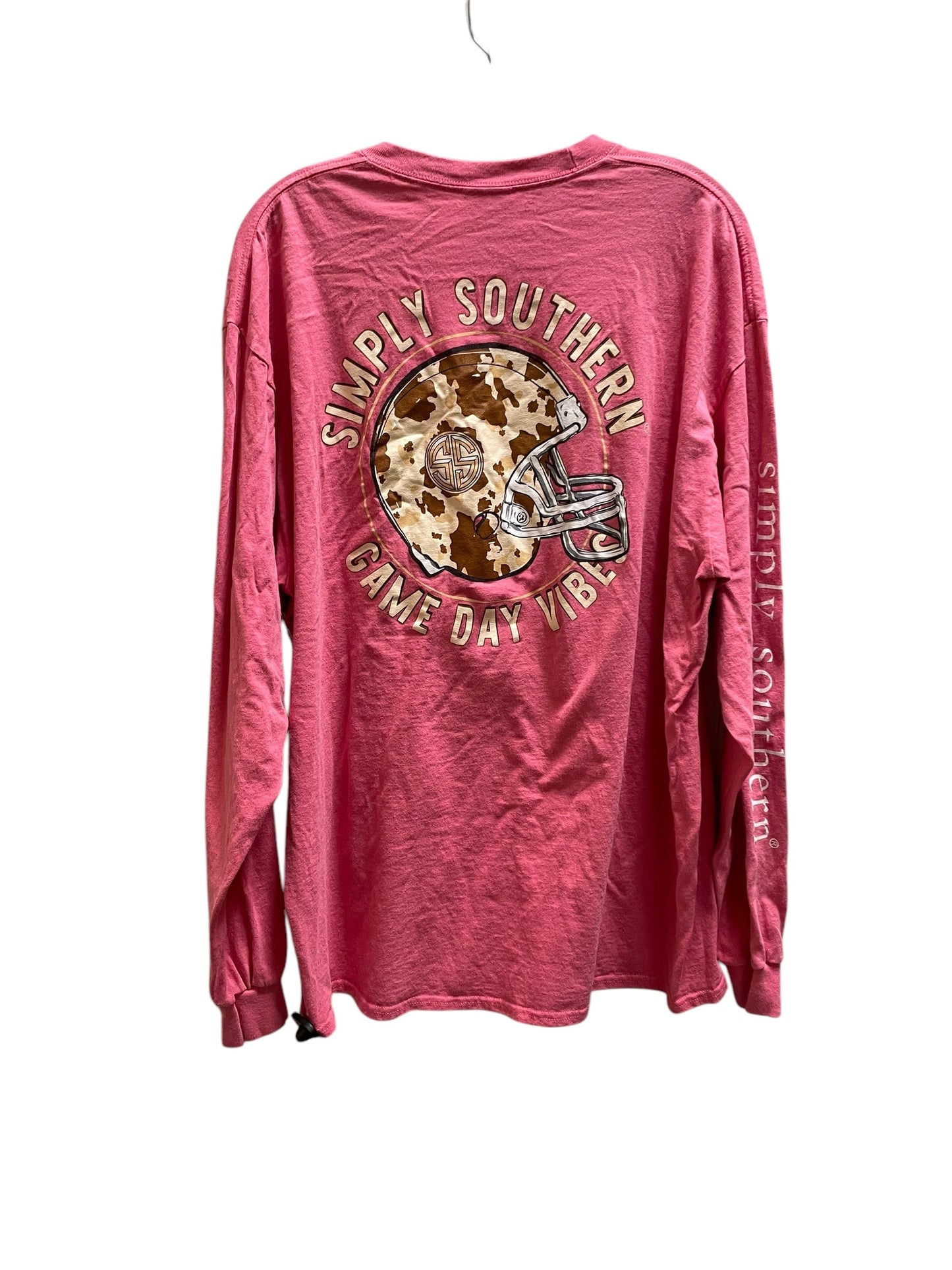 Top Long Sleeve By Simply Southern In Pink, Size: Xl