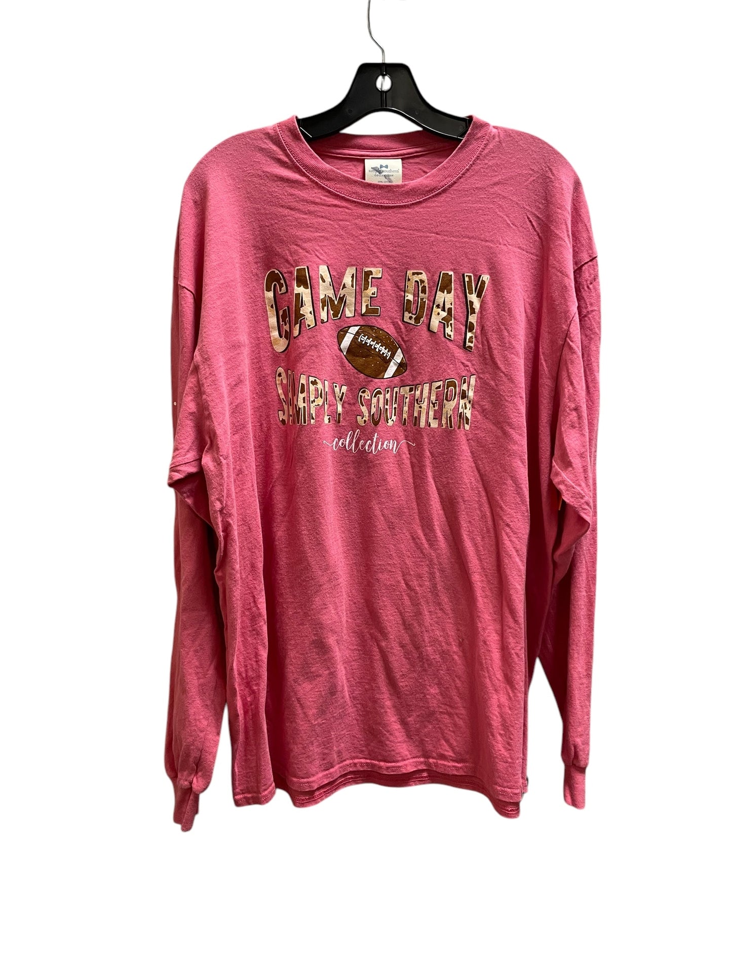 Top Long Sleeve By Simply Southern In Pink, Size: Xl