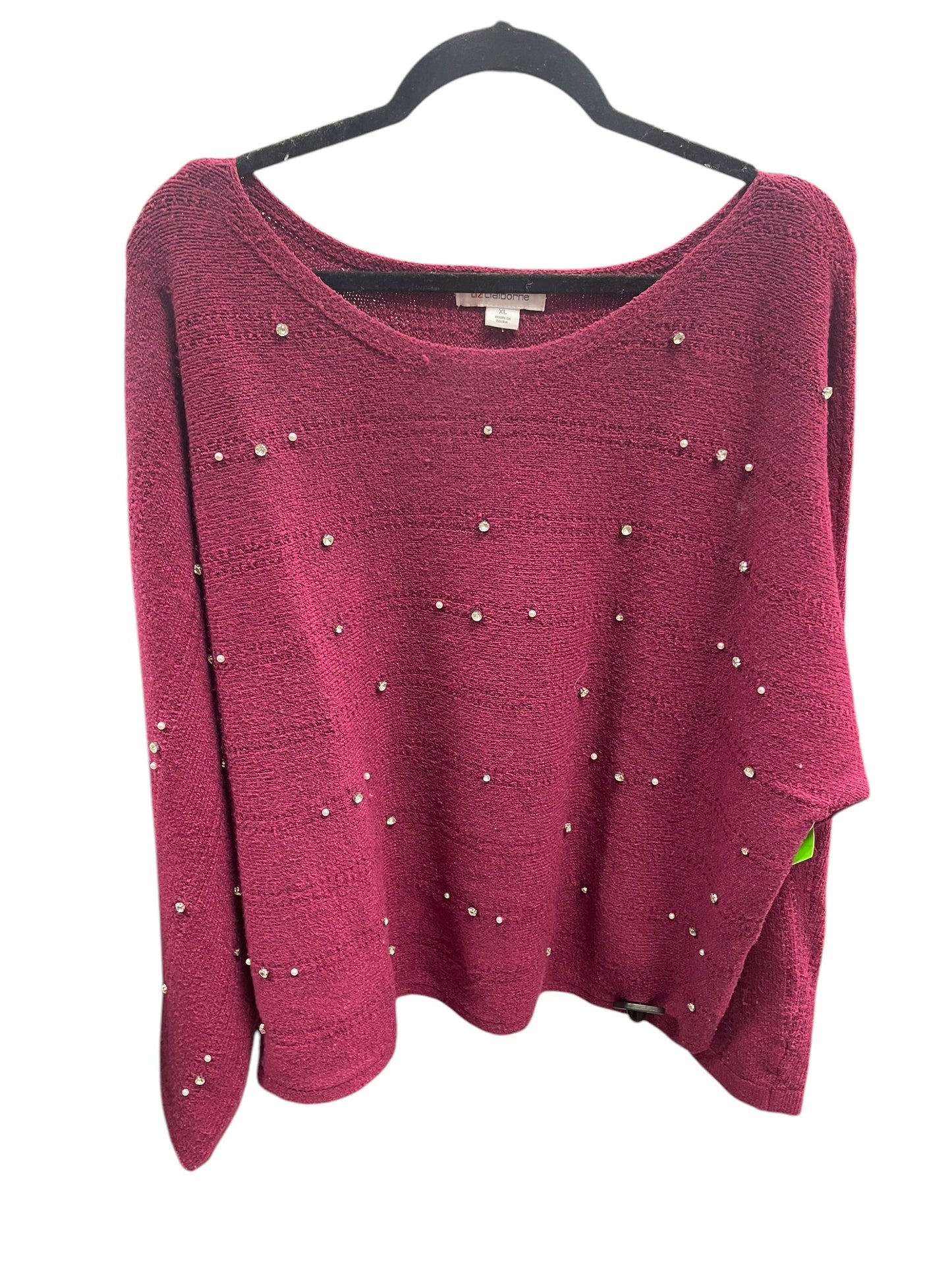 Sweater By Liz Claiborne In Maroon, Size: Xl