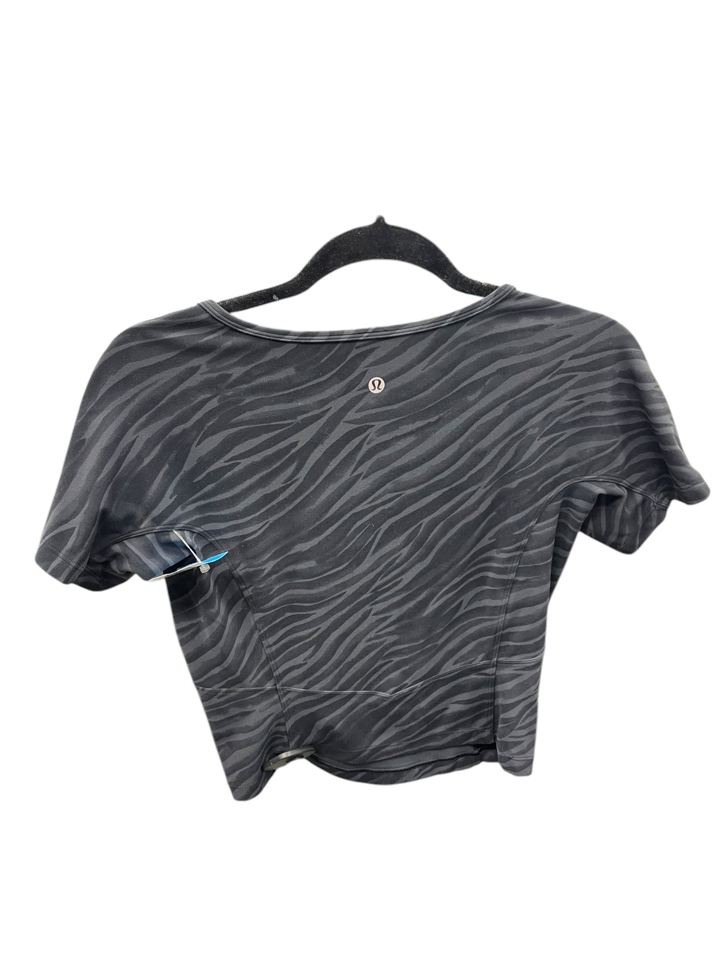 Athletic Top Short Sleeve By Lululemon In Black & Grey, Size: L