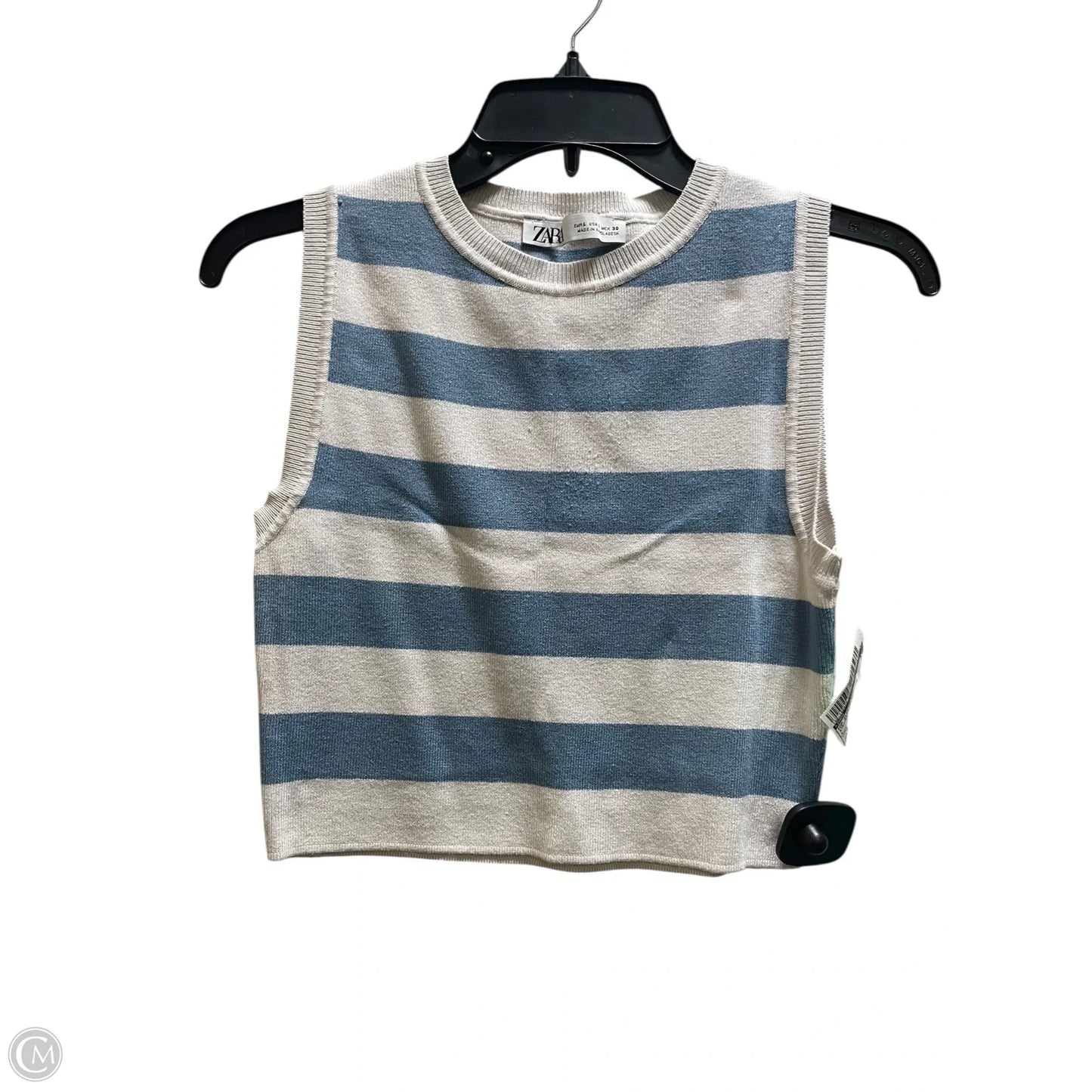 Top Sleeveless By Zara In Striped Pattern, Size: L