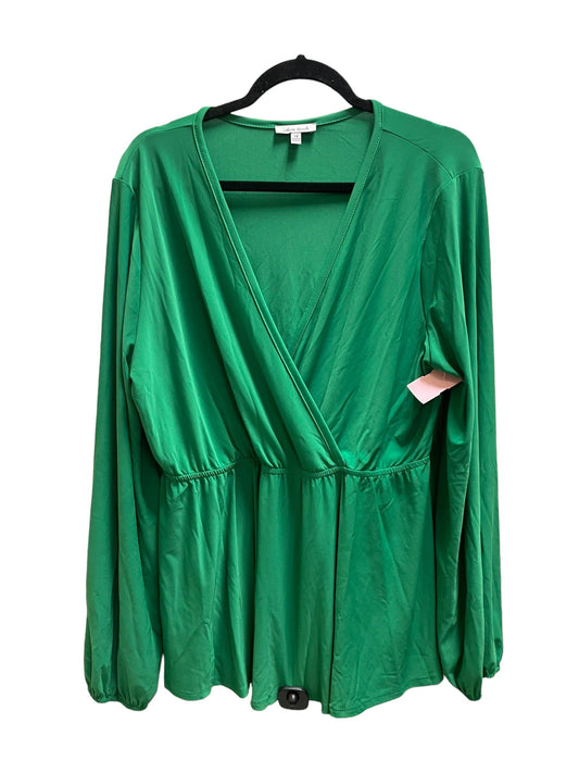 Top Long Sleeve By White Birch In Green, Size: 2x