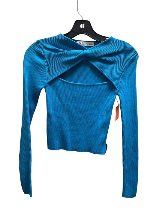 Top Long Sleeve Basic By Zara In Blue, Size: S