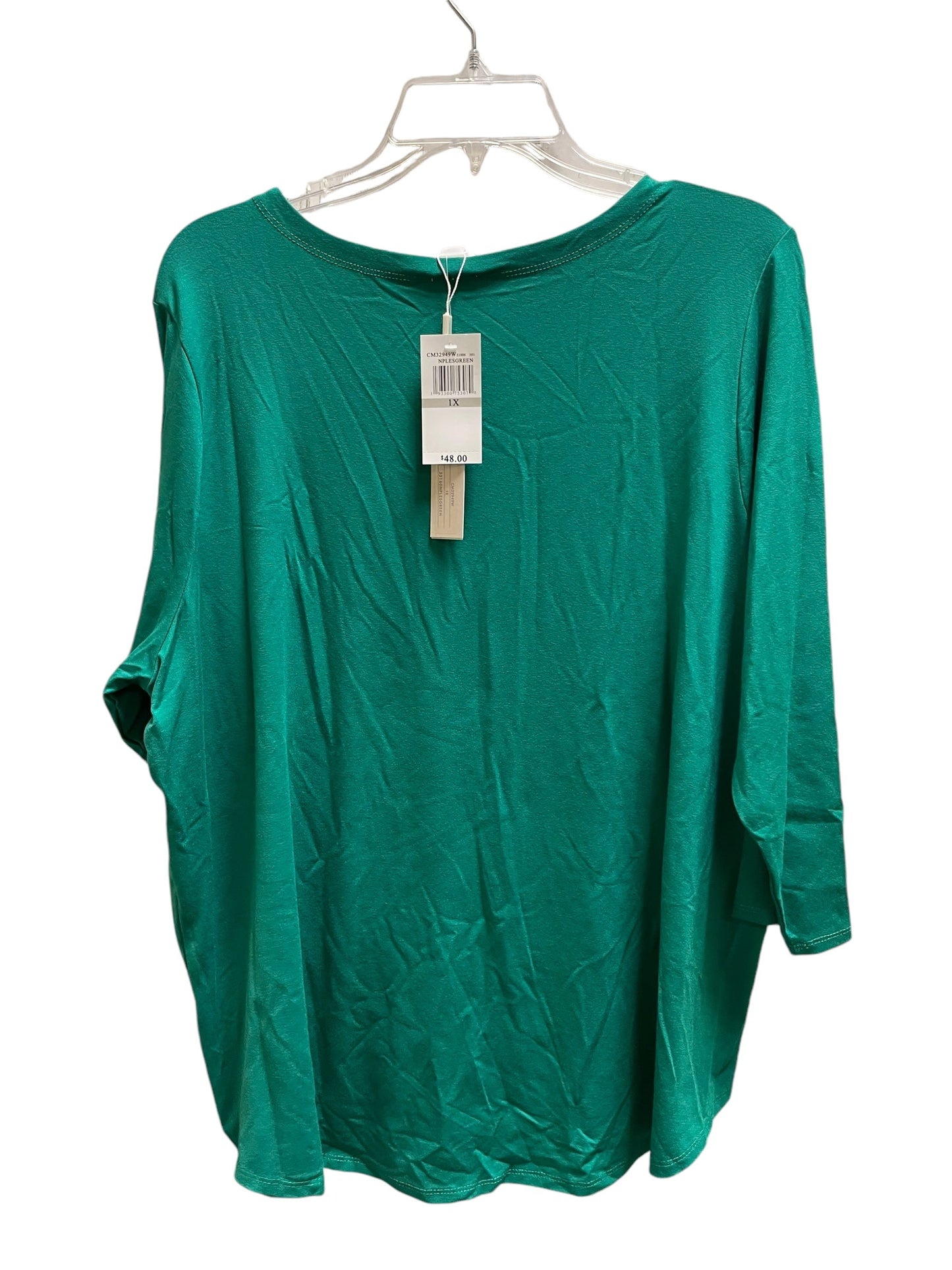 Top Long Sleeve Basic By Cupio In Green, Size: 1x