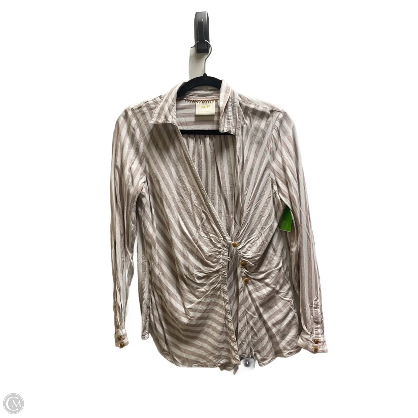 Top Long Sleeve By Anthropologie In Tan, Size: 8