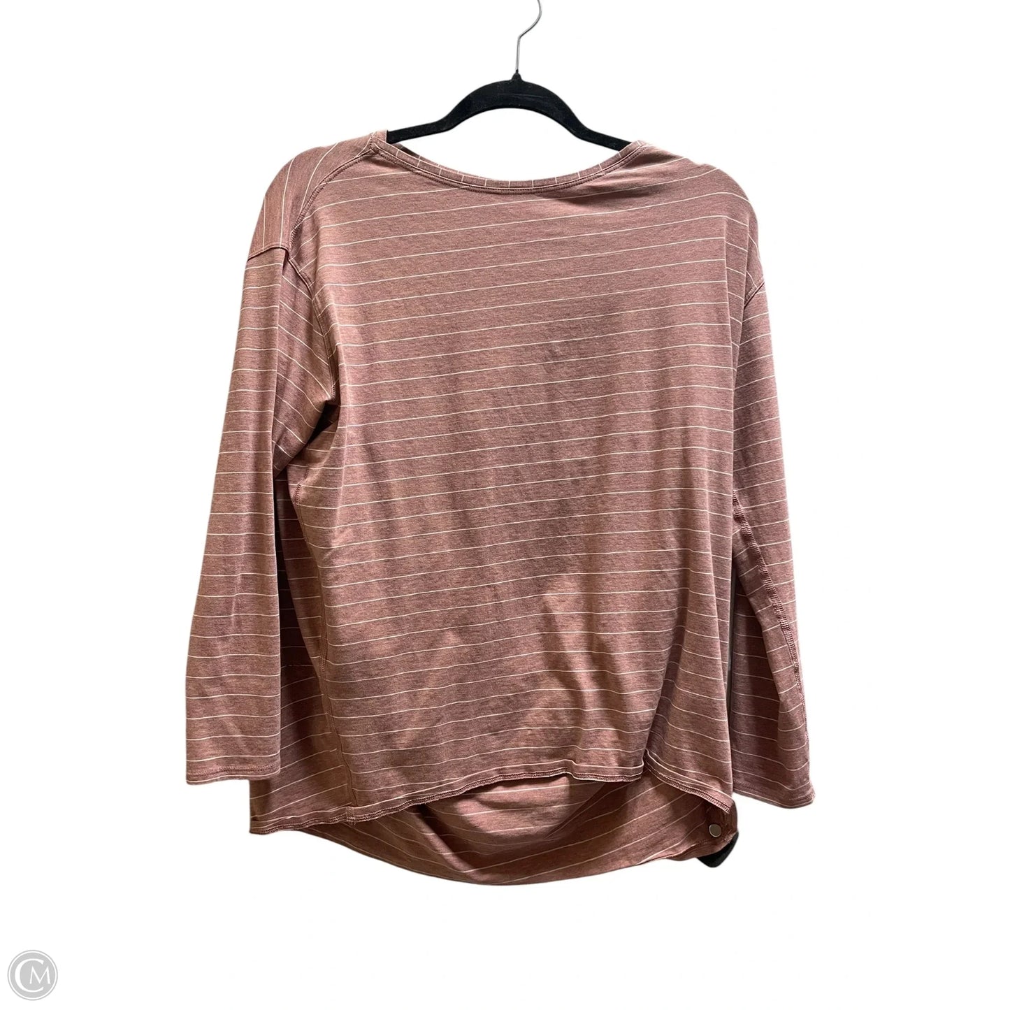 Athletic Top Long Sleeve Collar By Lululemon In Striped Pattern, Size: L