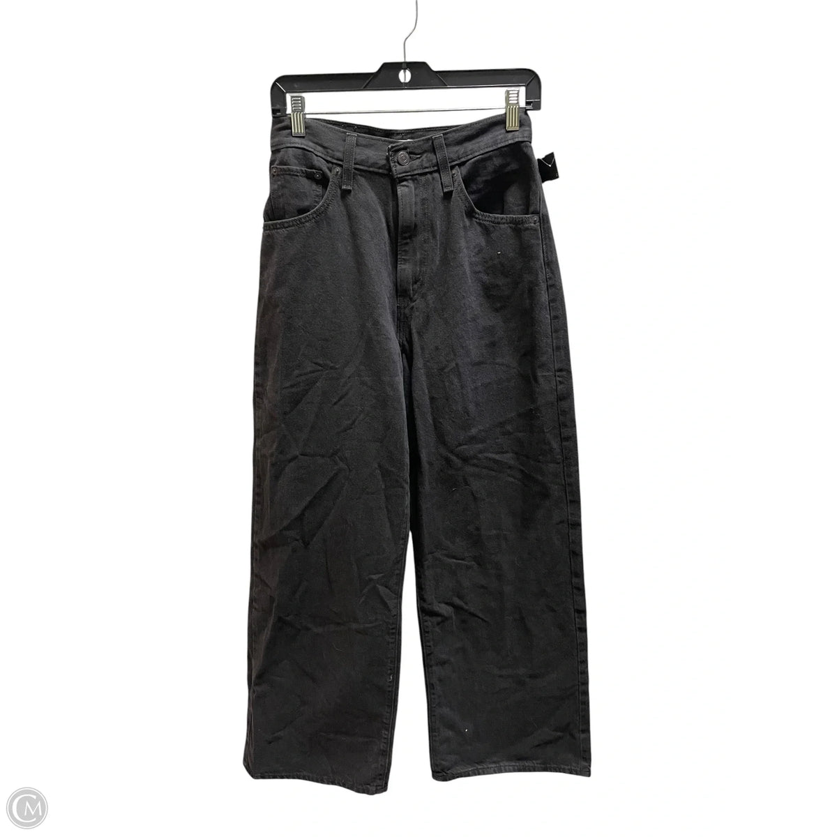 Jeans Straight By Levis In Black Denim, Size: 28