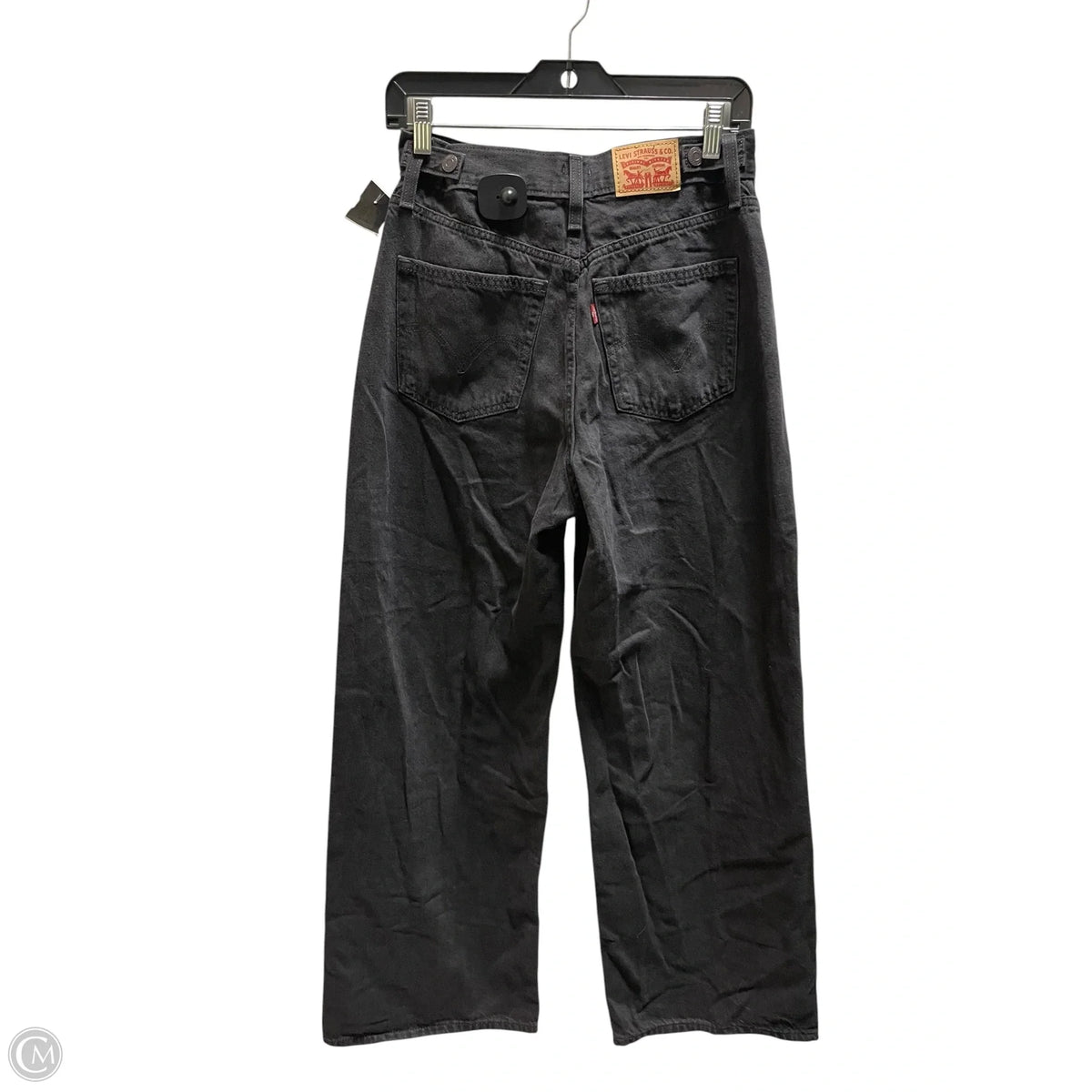 Jeans Straight By Levis In Black Denim, Size: 28