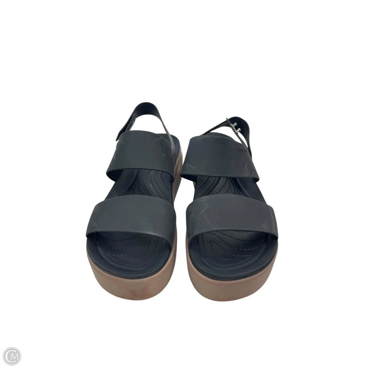 Sandals Heels Platform By Crocs In Brown, Size: 9