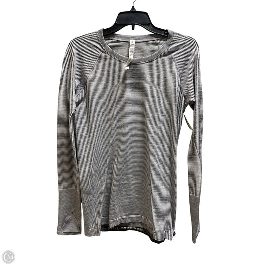 Athletic Top Long Sleeve Collar By Lululemon In Striped Pattern, Size: 10