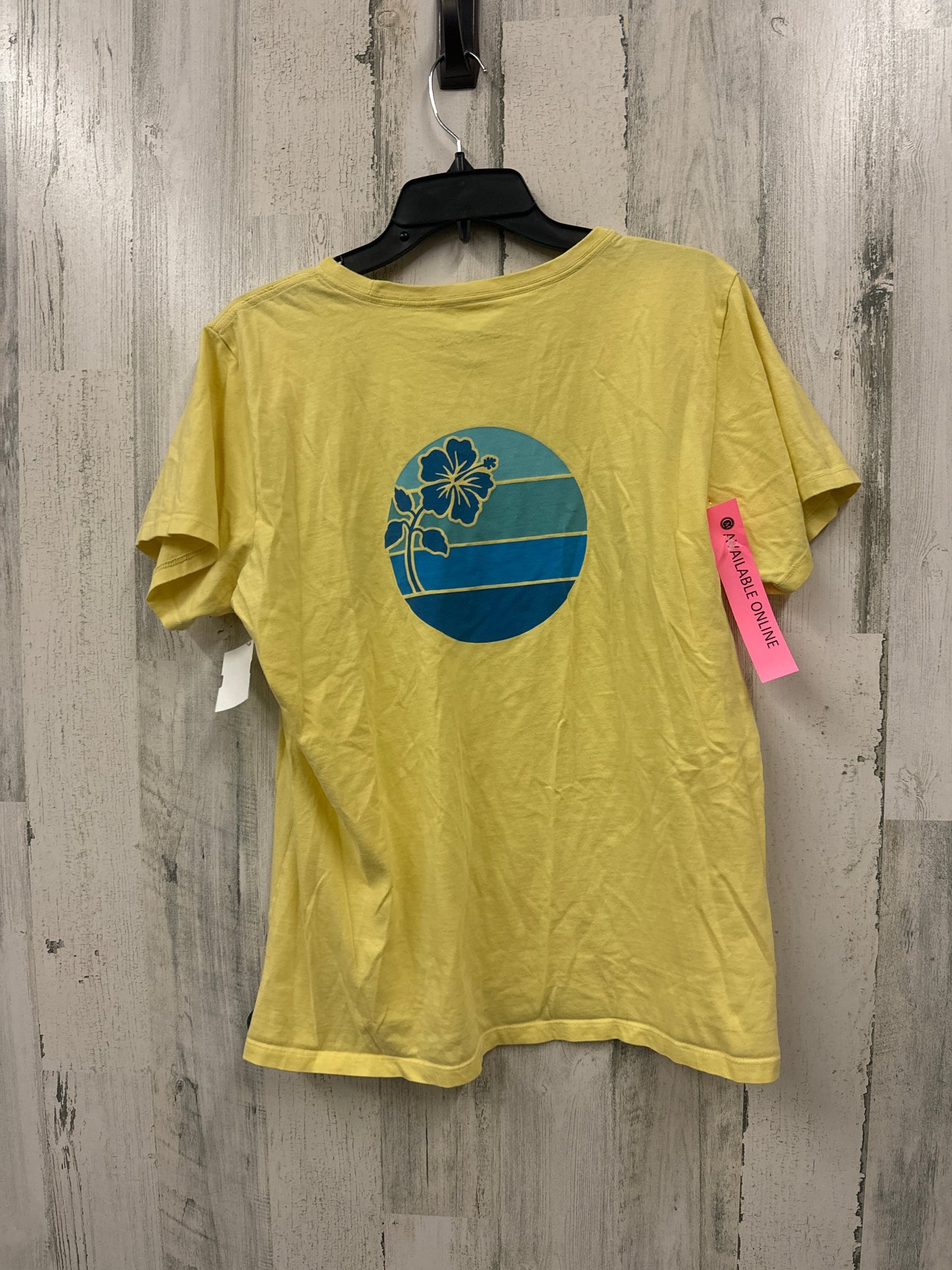 Yellow Top Short Sleeve Basic Life Is Good, Size L