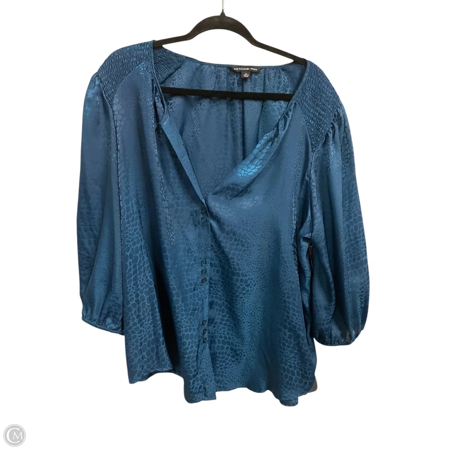 Top Short Sleeve By Zac And Rachel In Blue, Size: 2x