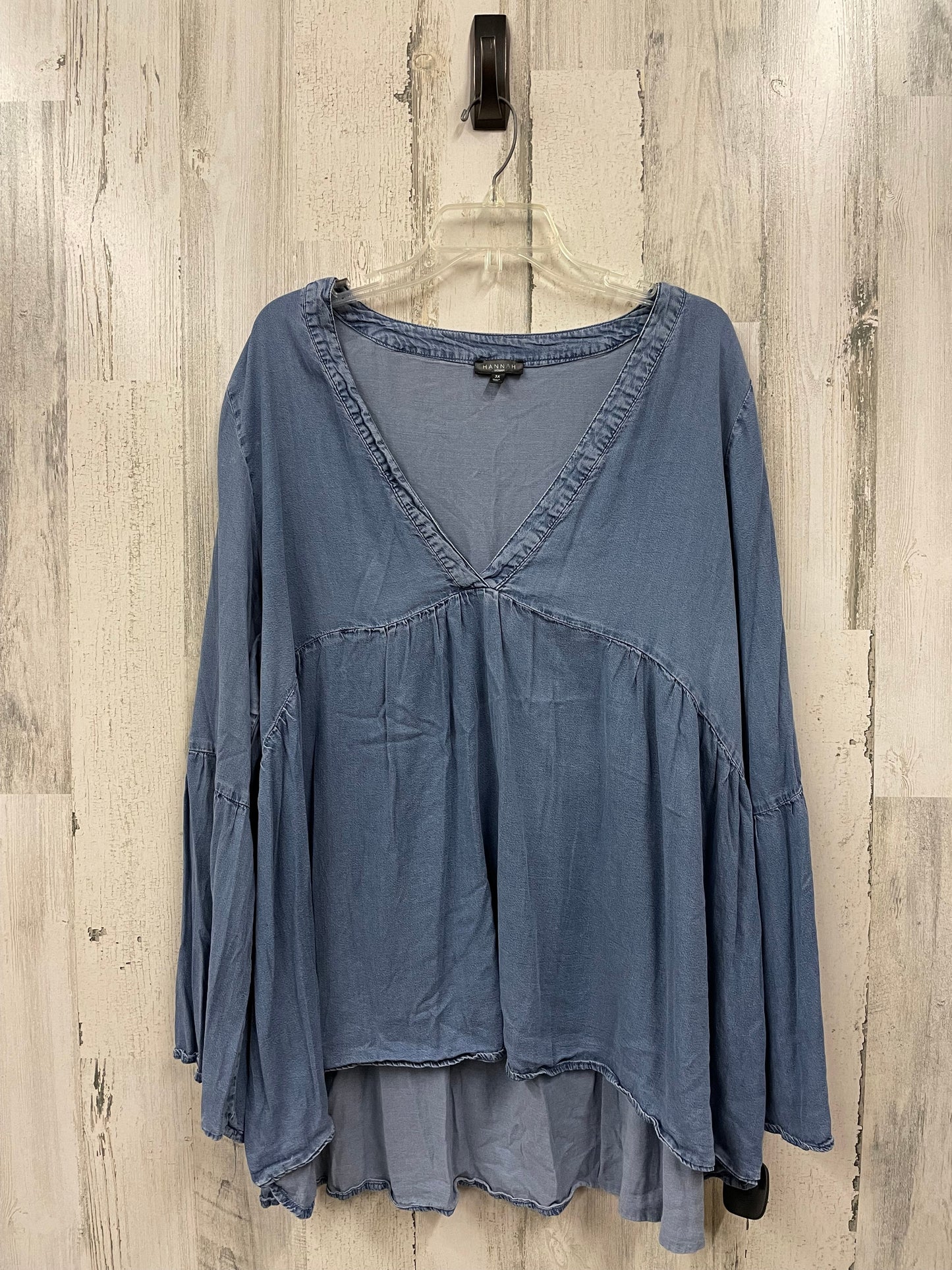 Top Long Sleeve By Hannah In Blue, Size: 3x