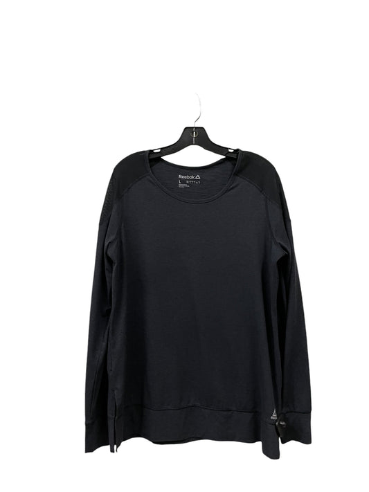 Athletic Top Long Sleeve Crewneck By Reebok In Black, Size: L