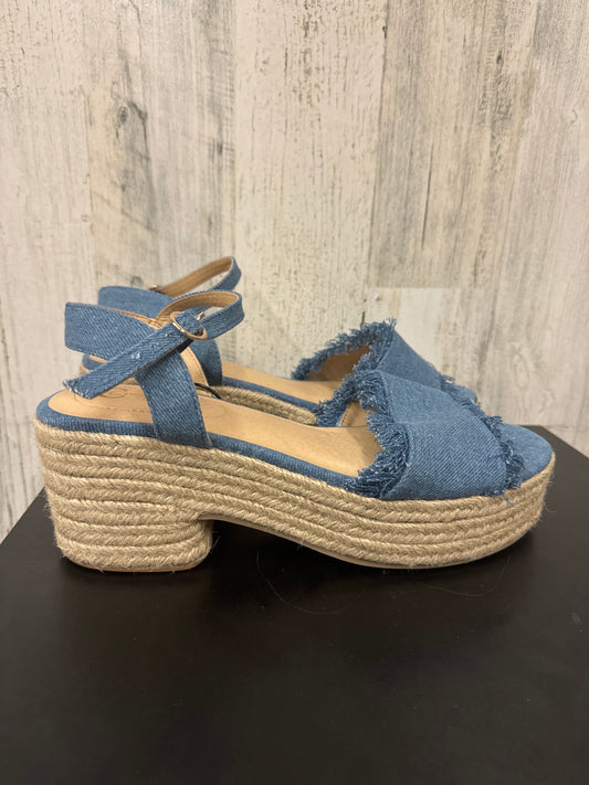 Blue Sandals Heels Platform Cato, Size 10