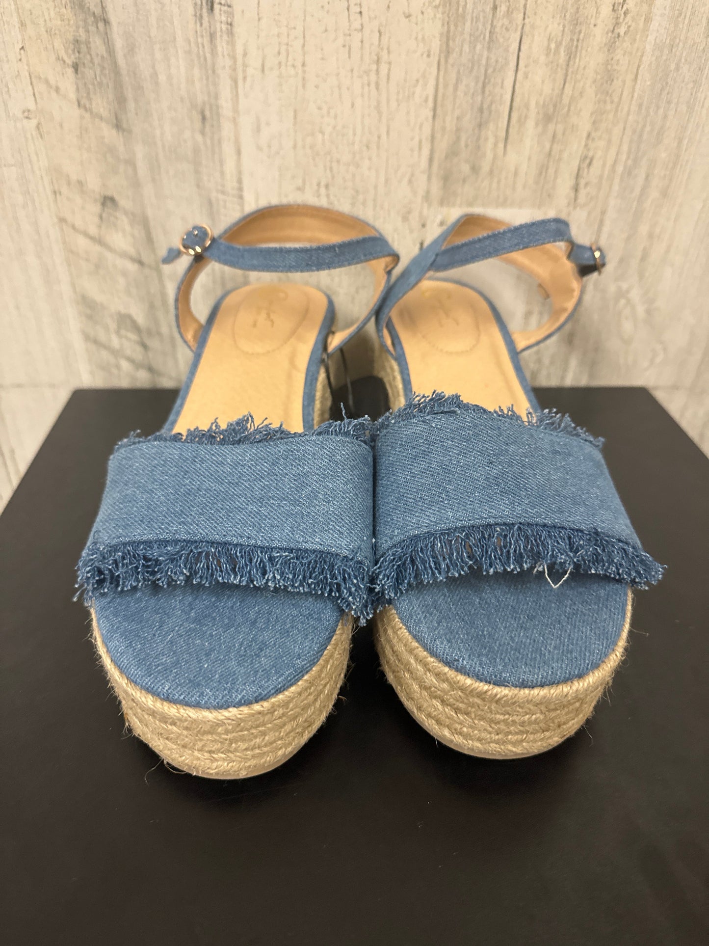 Blue Sandals Heels Platform Cato, Size 10