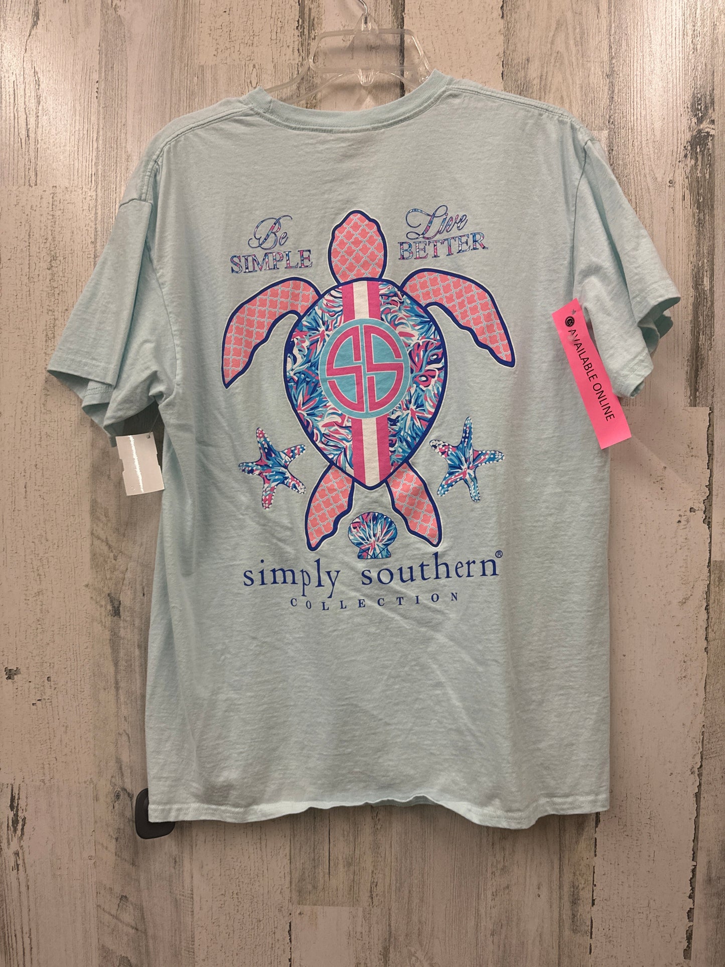 Blue Top Short Sleeve Simply Southern, Size L