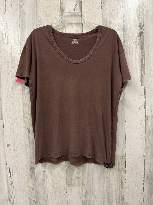 Brown Top Short Sleeve Basic Aerie, Size Xs