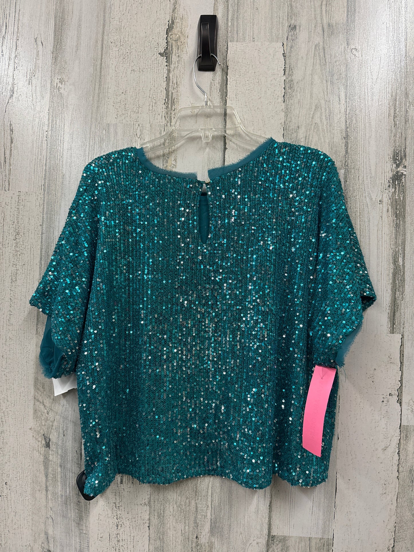 Teal Top Short Sleeve Glam, Size L