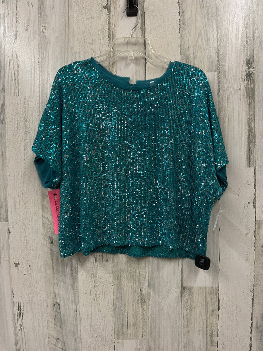 Teal Top Short Sleeve Glam, Size L