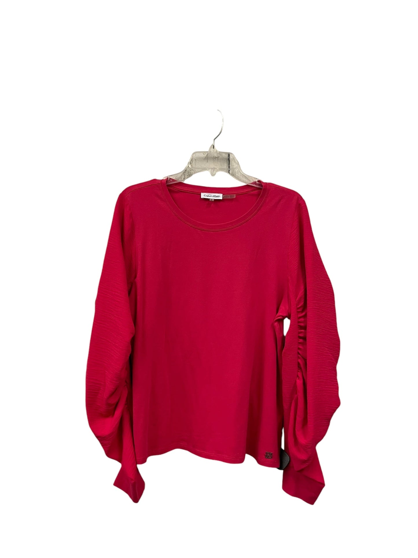 Top Long Sleeve Basic By Calvin Klein In Pink, Size: L