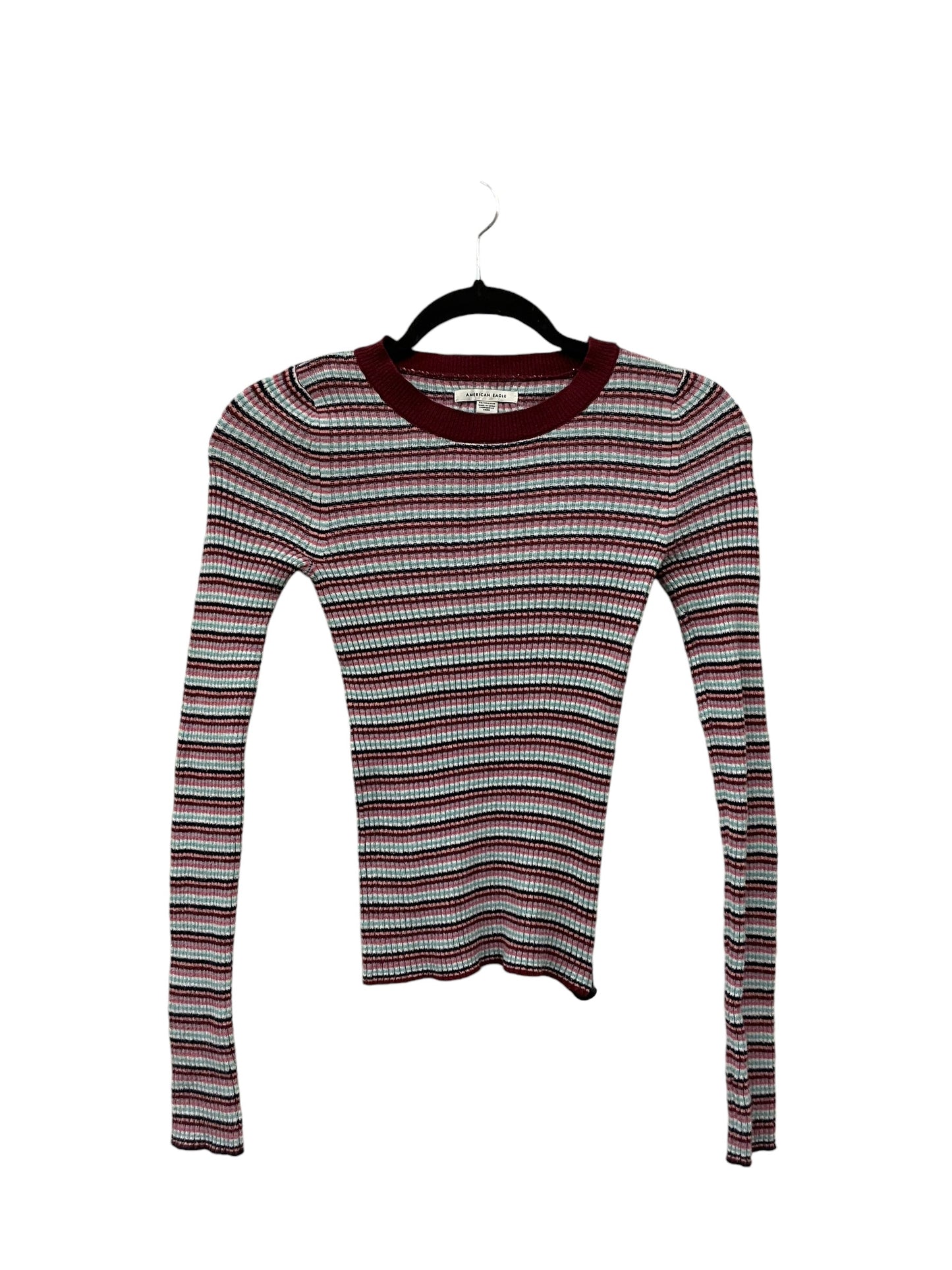 Top Long Sleeve By American Eagle In Red, Size: Xs