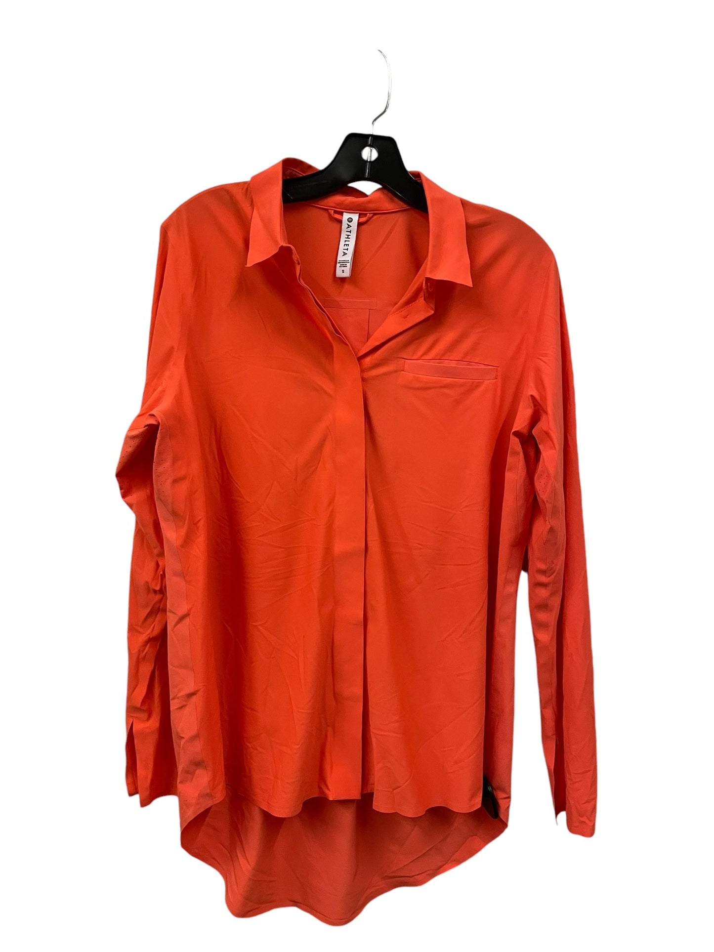 Athletic Top Long Sleeve Collar By Athleta In Orange, Size: S