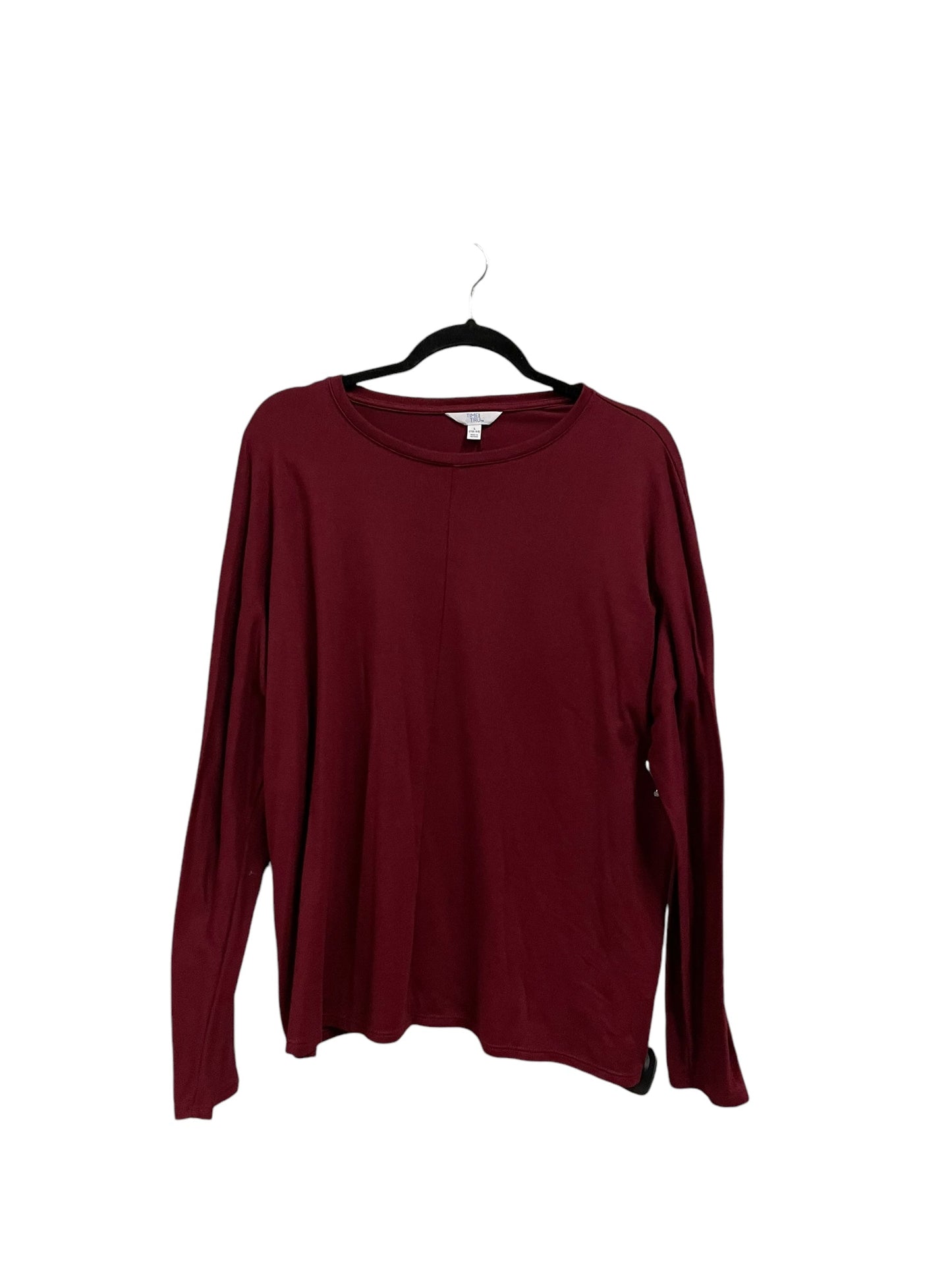 Top Long Sleeve Basic By Time And Tru In Red, Size: L