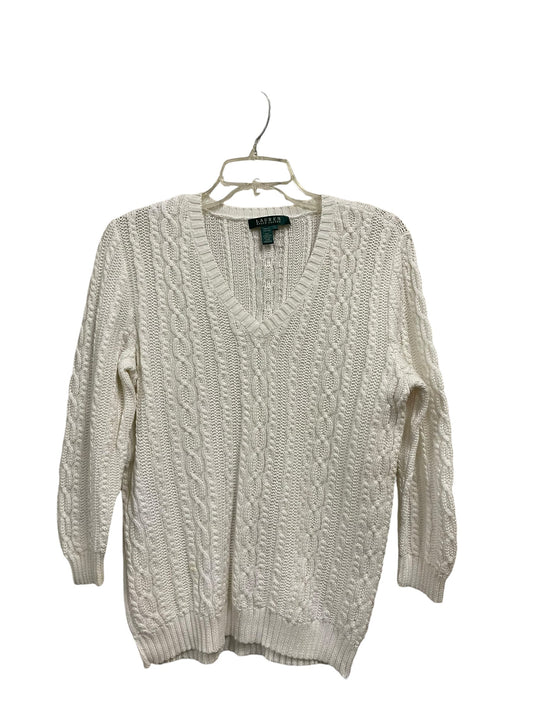 Sweater By Lauren By Ralph Lauren In White, Size: L