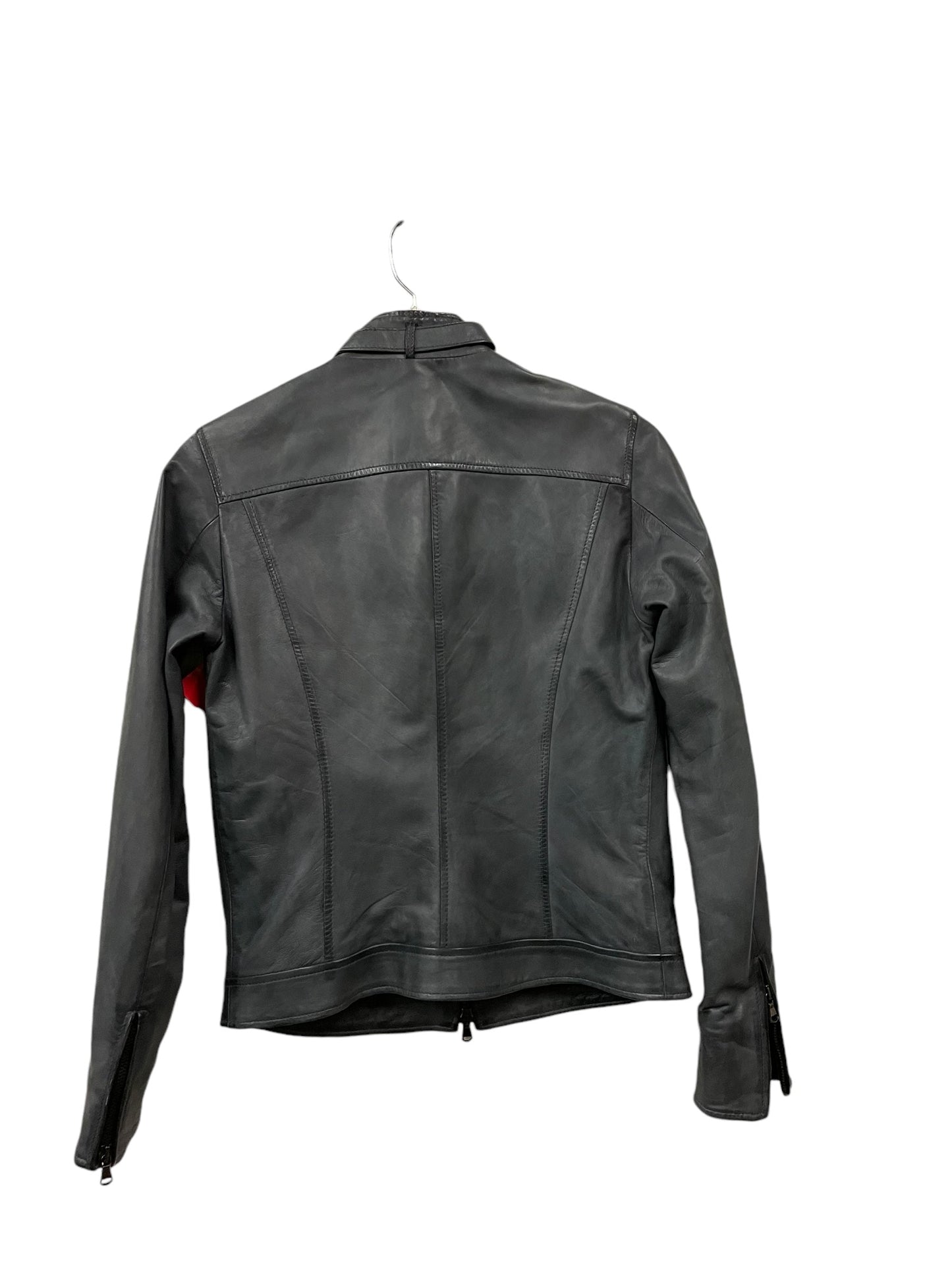 Jacket Leather By Clothes Mentor In Grey, Size: S