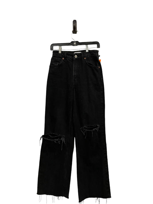 Jeans Wide Leg By Zara In Black Denim, Size: 4