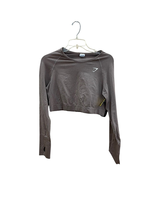 Athletic Top Long Sleeve Crewneck By Gym Shark In Brown, Size: L