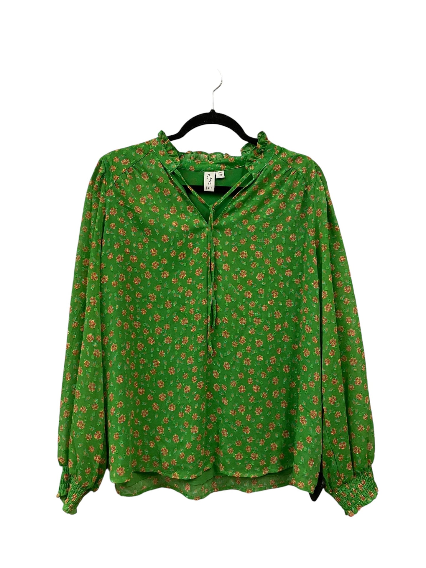 Top Long Sleeve By Joie In Green, Size: L