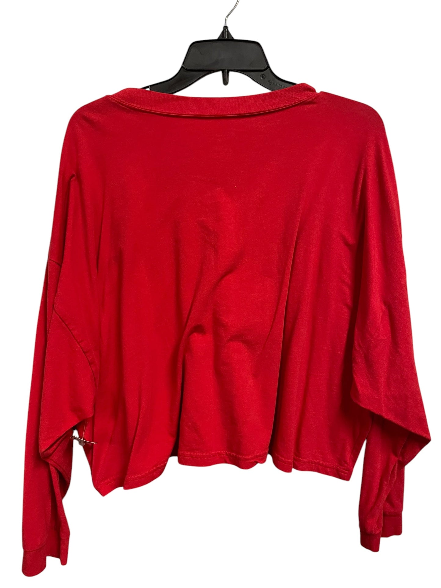 Athletic Top Long Sleeve Collar By Champion In Red, Size: L