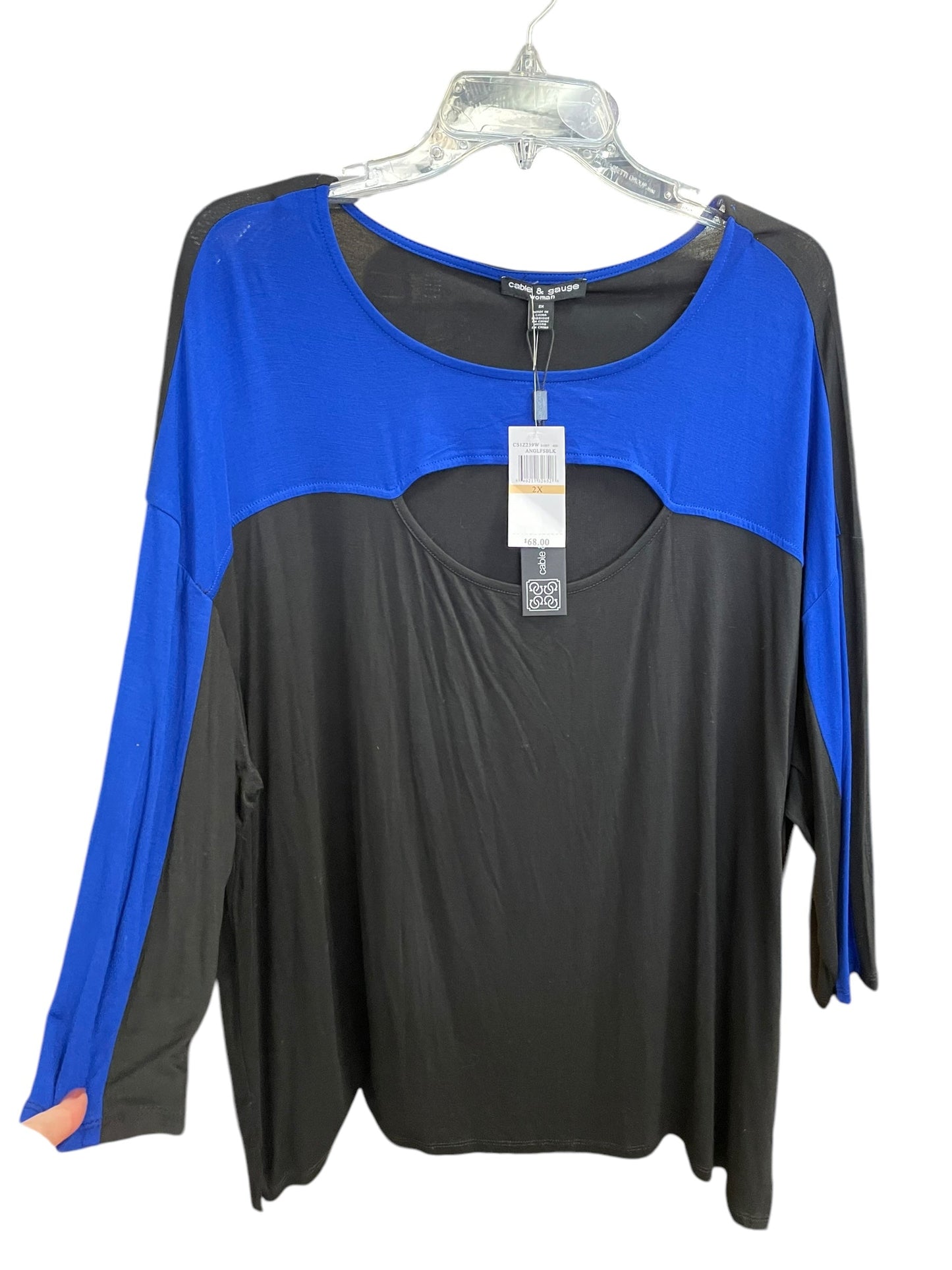 Top Long Sleeve By Cable And Gauge In Black, Size: 2x