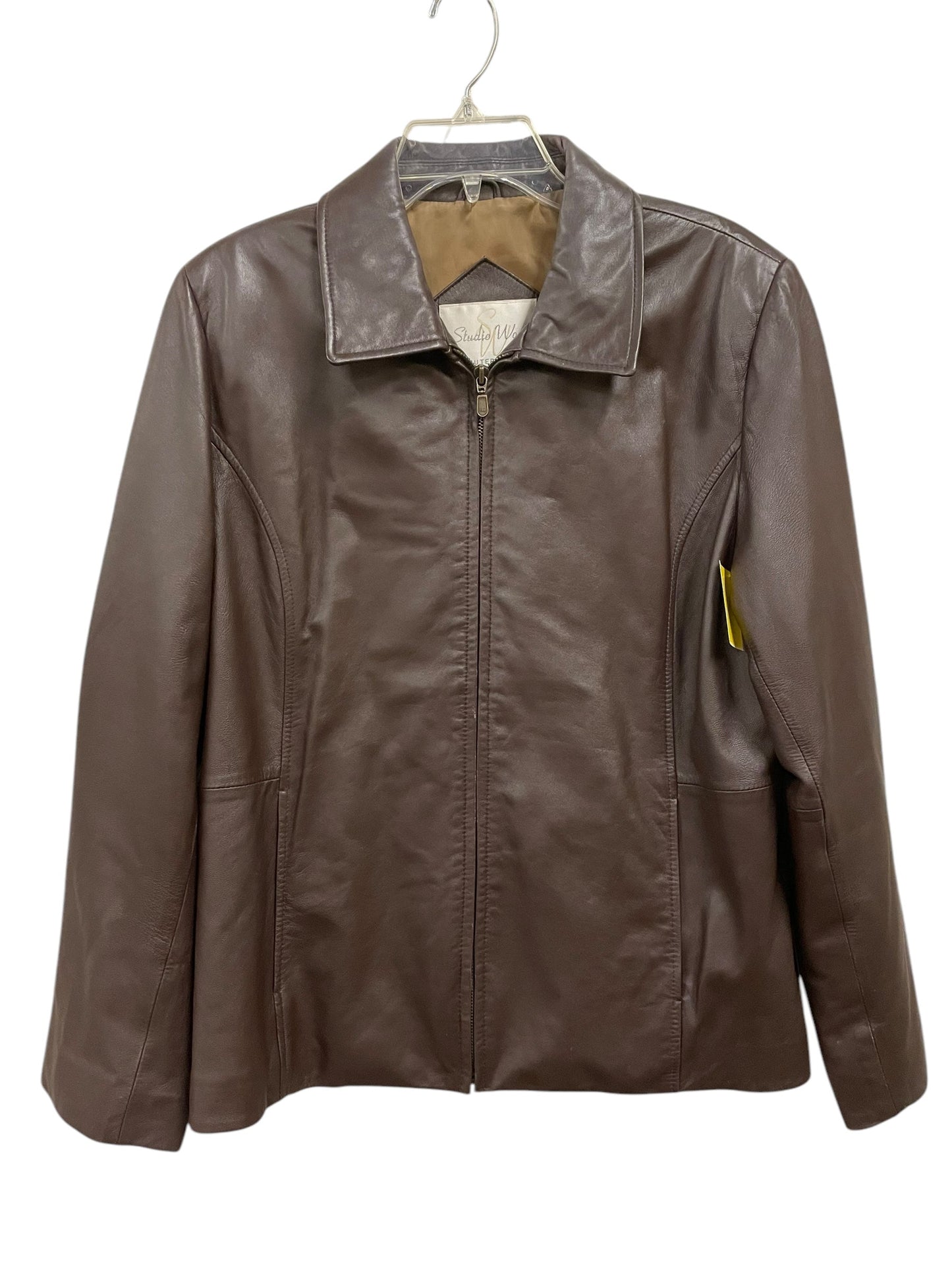 Jacket Moto Leather By Studio Works In Brown, Size: L