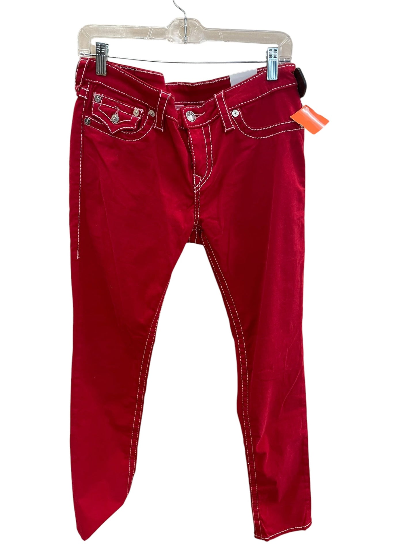 Jeans Straight By True Religion In Red Denim, Size: 12