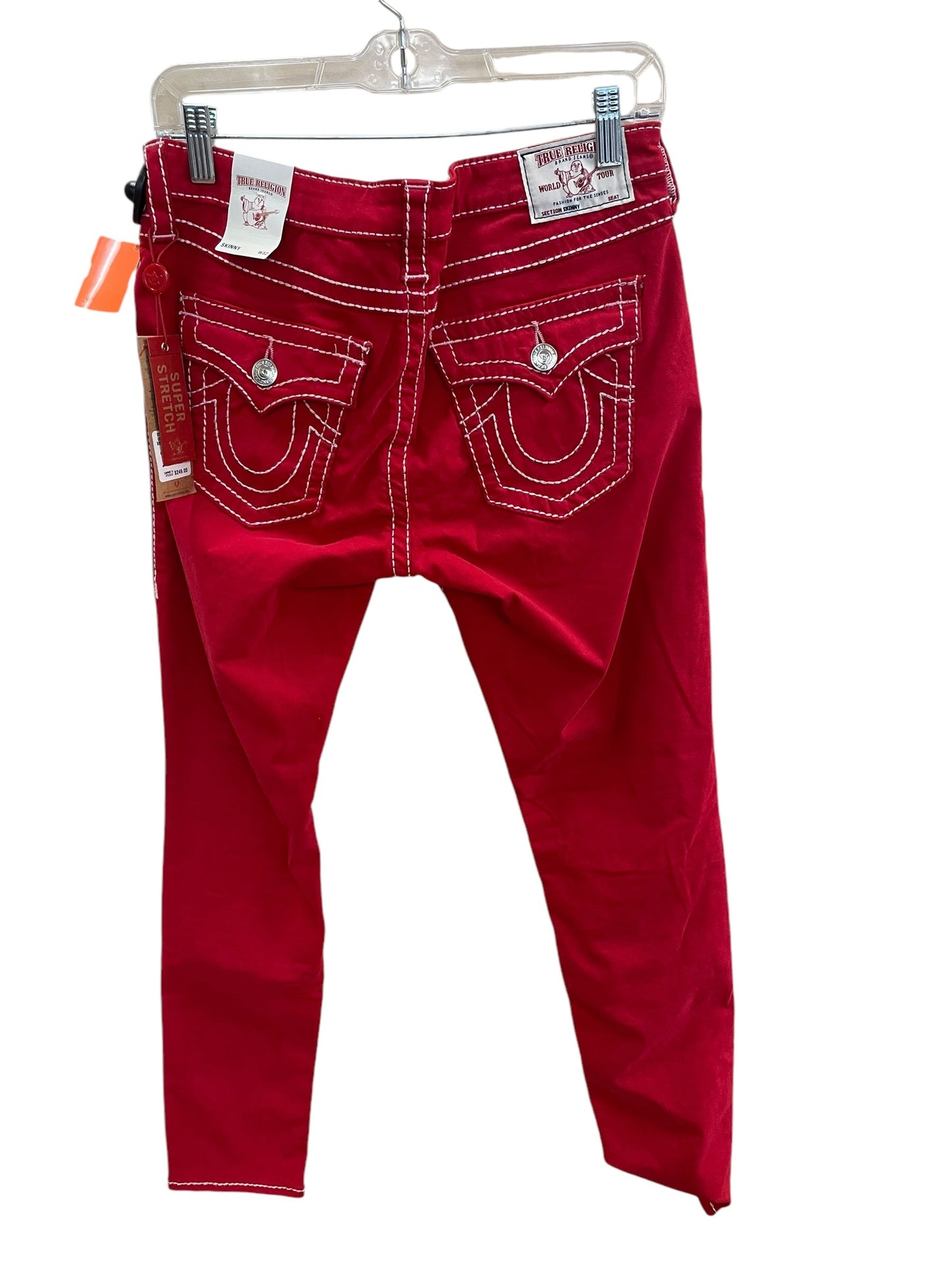 Jeans Straight By True Religion In Red Denim, Size: 12